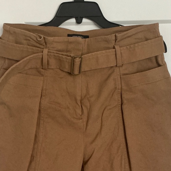 Womens Brown high rise Tapered Pants with Belt - Picture 2 of 3
